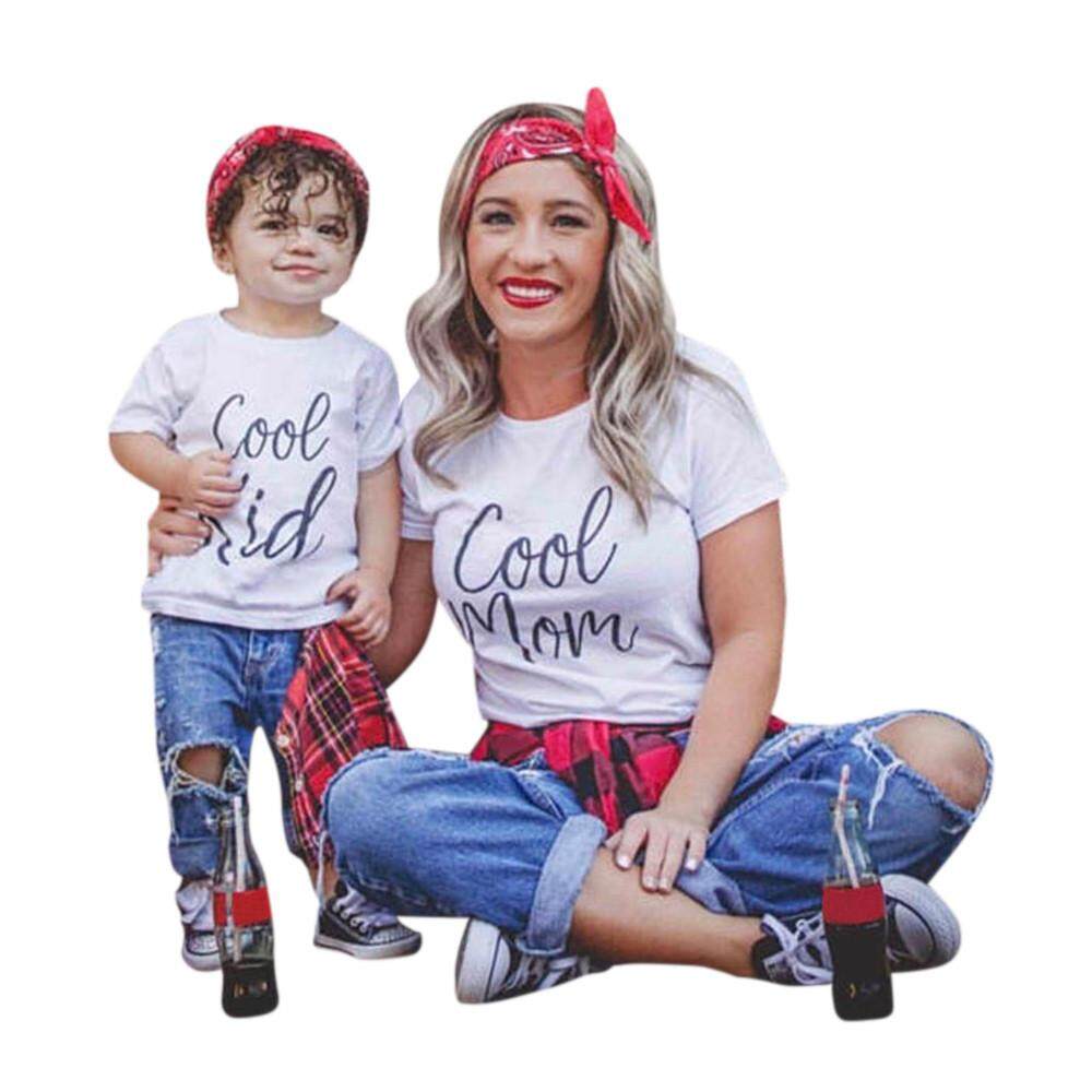 Mom & Me Bayi Anak-anak Anak Laki-laki Perempuan Lengan Pendek Huruf Kaus Blus Keluarga-Internasional