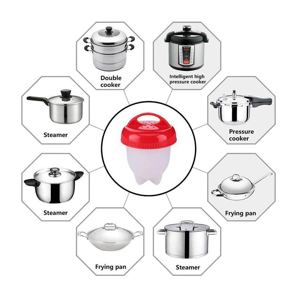 SOKANO 6 pcs Non Stick Silicone Egg Boiler Eggies Cup Pod Inserts Egglettes Egg Cooker Cooking