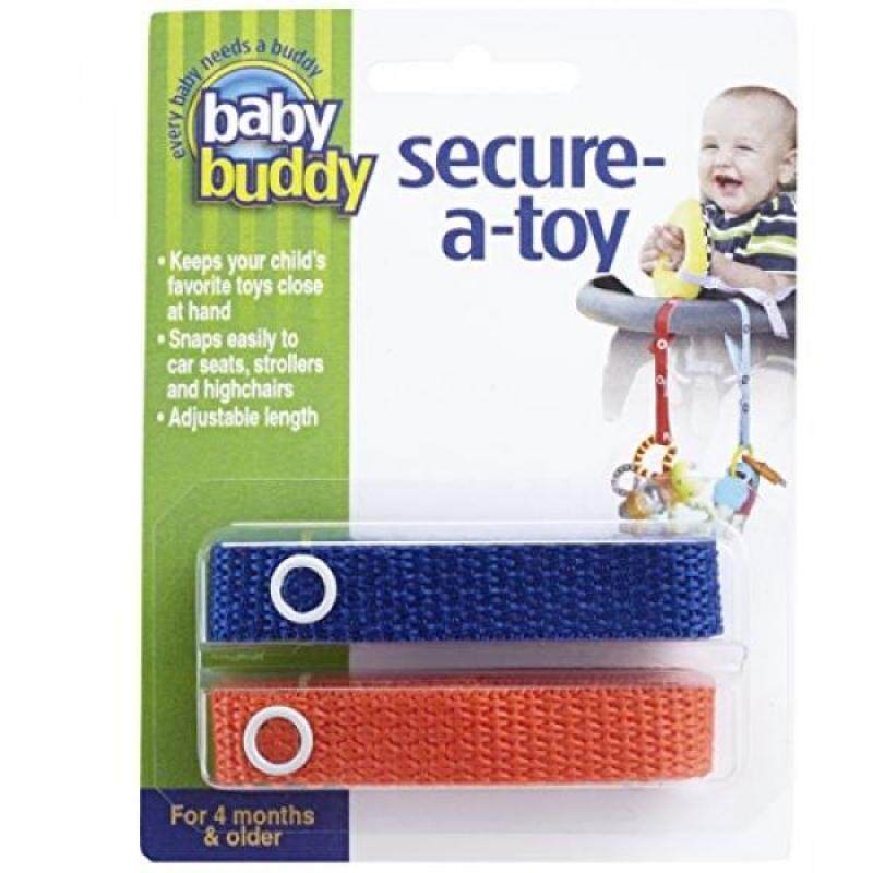 Baby Buddy Secure-A-Toy, Safety Strap Secures Toys, Teether, or Pacifiers to Strollers, Highchairs, Car Seats—Adjustable Length to Keep Toys Sanitary Clean Royal-Orange 2 Count Singapore