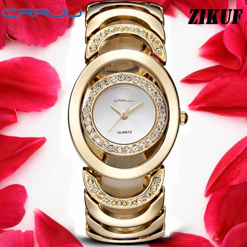 Crrju Women Fashion Watch Top Design Plexiglass Mirror Diamond Sparkling Quartz Bracelet Watches