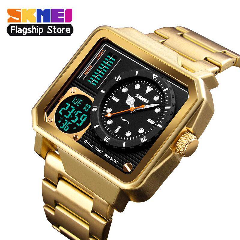 Skmei đồng hồ thể thao nam mới chống nước thời trang đồng hồ đeo tay kỹ thuật số mặt số lớn bằng thép không gỉ hiển thị kép đồng hồ nam 1392