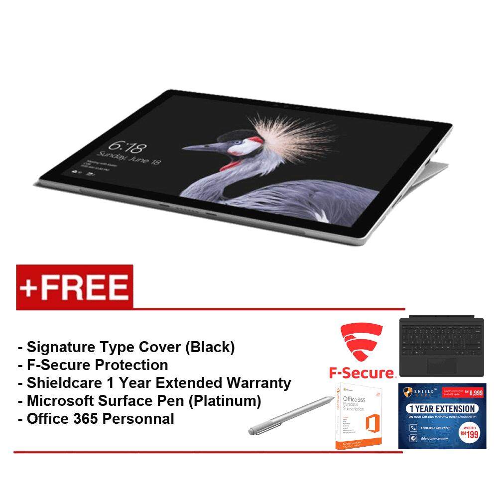 NEW Microsoft Surface Pro-Core i5 8G/256GB Free Surface Pro Type Cover(Black)+ Shieldcare 1 Year Extended Warranty+ F-Secure EndPoint Protection+ Office 365 Personal+ Microsoft Surface Pen (Platinum) Malaysia