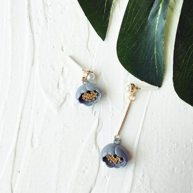 Rhinestone Stud Earrings_Cute New Rhinestone Asymmetric Stud Earrings South Korea East Gate Ear Clips Ear Hook Ear Lines(morning glory) - intl