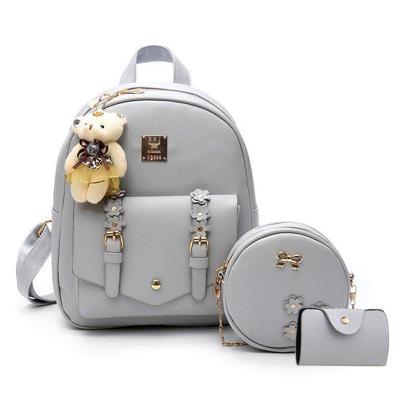 Cute Girls Backpack Waterproof School Bags Chic Women Backpack Daypack Ladies Sling Bag Card Holder 3 in 1