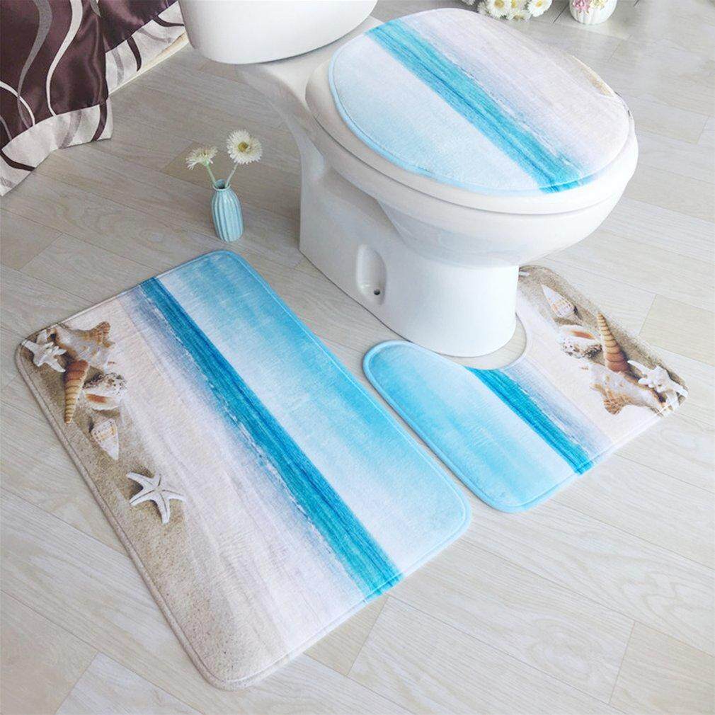 ERA 3 Pcs/set Flanel Bath Mats 3D Printing Water Absorption Anti Licin Kamar Mandi Karpet Lantai Karpet Set untuk Kamar Mandi 15 Multicolor-Intl