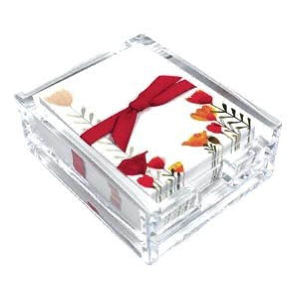 Open Tulips Acrylic Desk Note Set, Memo Sheets and Acrylic Holder, 150 Note Papers, 3.25 x 4.25