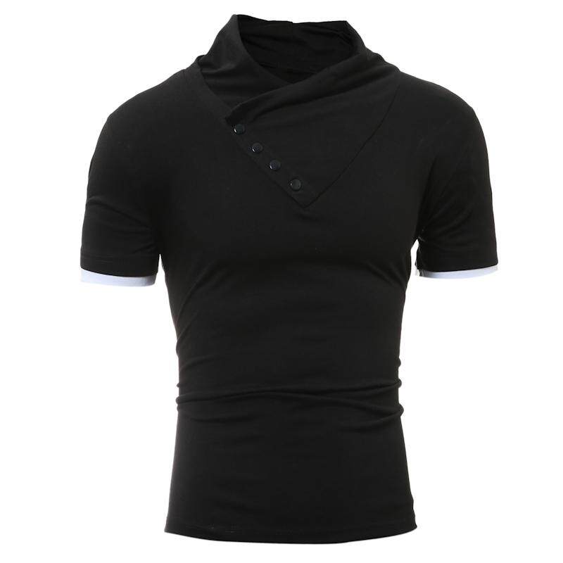 INCERUN Mens Casual Slim Fit Summer Short Sleeve High Neck T Shirt Tee Top S-5XL Black August 2018 - 4 INCERUN Mens Casual Slim Fit Summer Short Sleeve High Neck T Shirt Tee Top S-5XL Black - 4