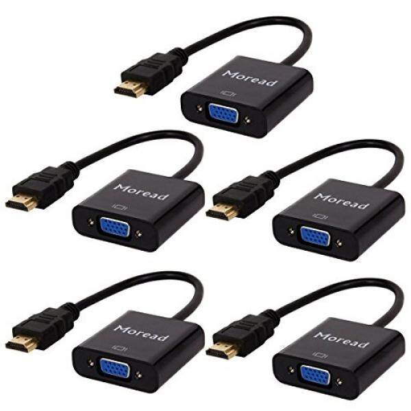 HDMI untuk VGA 5 Pack, Moread Berlapis Emas HDMI untuk VGA Adaptor untuk Komputer, Desktop, Laptop, PC, Monitor, Proyektor, HDTV, Chromebook, Raspberry Pi, Roku, xbox dan Banyak Lagi-Hitam-Internasional