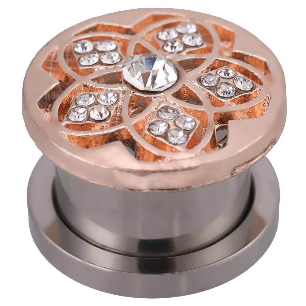 1 PC Anti Karat Berlian Buatan Bunga Berongga Terowongan Telinga Steker Piercing Gauge (14 Mm)-Internasional