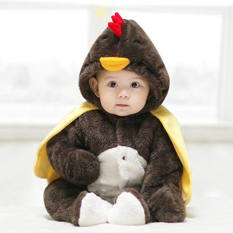 Bayi Lucu Modis Sedikit Ayam Pemodelan Menebal Layette Jumpsuit Romper, Ukuran: 66 Cm (Coklat)-Internasional