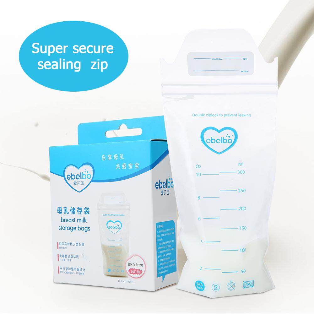 30 Pcs 300 Ml Breast Milk Penyimpanan Tas Sekali Pakai Ganda Tertutup Berdiri Sendiri ASI Pembeku Tas-Internasional