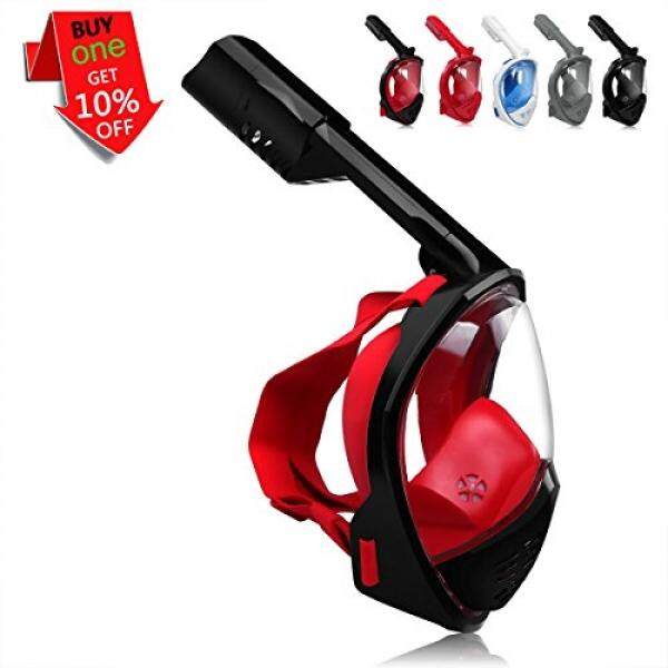 Masker Snorkel Wajah Penuh Seaview 180 ° GoPro Kompatibel Snorkelling Masker Set + Anti-Air Kering Tas + Kantung + sirip Anti-kabut Anti Bocor Desain Tanpa Alas, lihat Lebih Banyak Lagi dengan R Daerah Pandang Daripada Tradisional Masker-Internasional