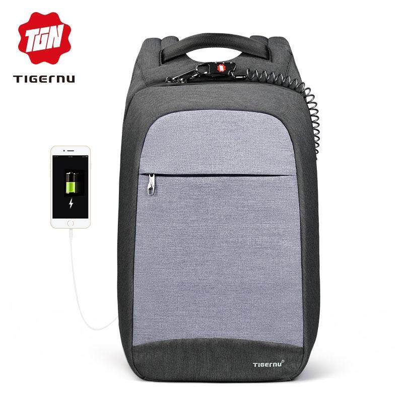 2018 Tigernu Desain Baru Anti-pencurian Anti-Air Laptop Ransel Fanshion Pria Tas USB Pengisian Port Bisnis Ransel untuk Wanita -Internasional