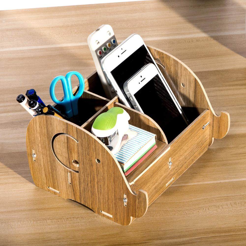 Desk Organizers Office Equipment Lazada Sg Diy Multi Functional Wooden Desktop Remote Control Storage Box Organizer Caddy Mobile Phone Pen Office