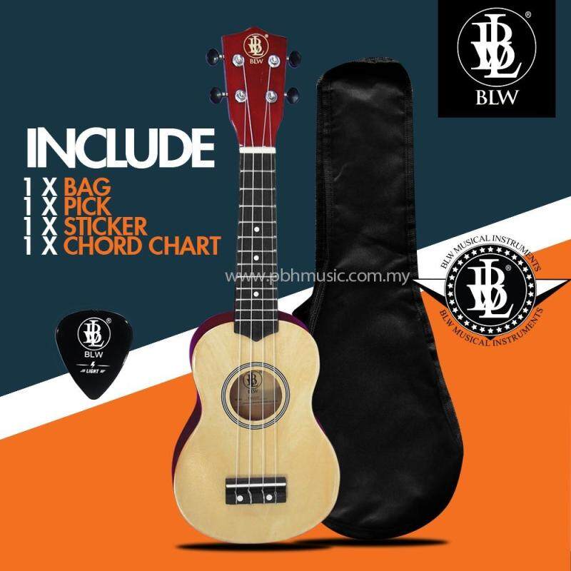 BLW 21 Inch 4 Nylon Strings Soprano Ukulele Hawaii Guitar FREE Bag, Chord Chart, Pick & Sticker (Beige) Malaysia