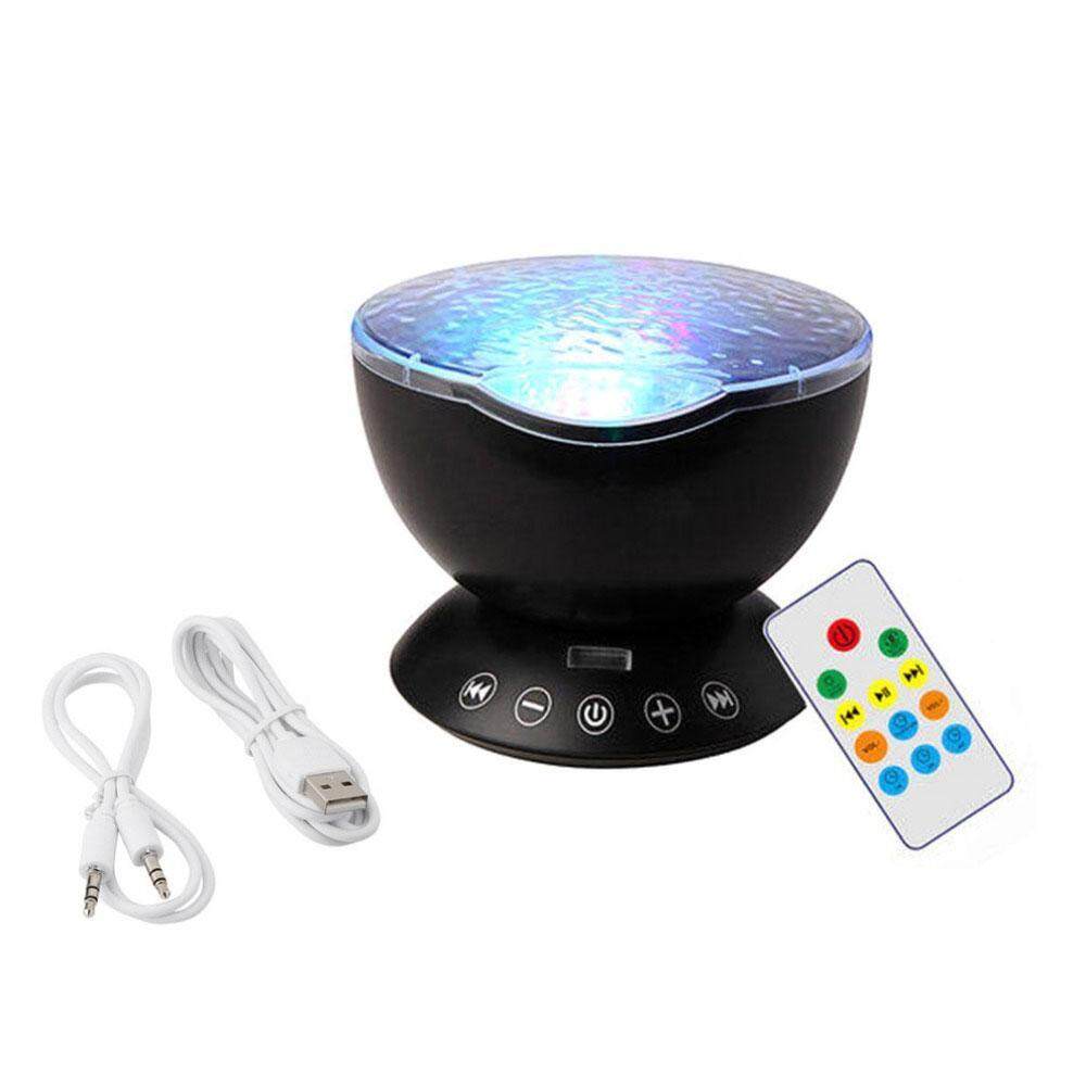 yydsop Ocen Wave Night Light Projector, Built-in Music Player, With Remote Controller, 7 Color Charging And Rotation, For Baby Kids Nursery, Adults Relaxing, Bedroom And Living Room (Blue) - intl