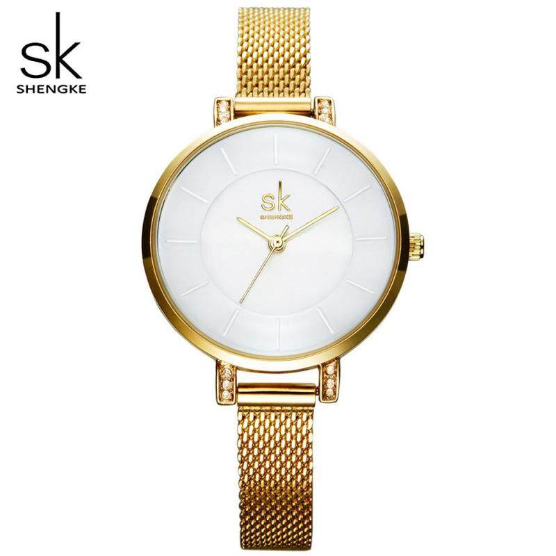 shengke relogio feminino golden quartz watch women watches ladies clock steel bracelet wristwatches reloj mujer elegant watch Malaysia