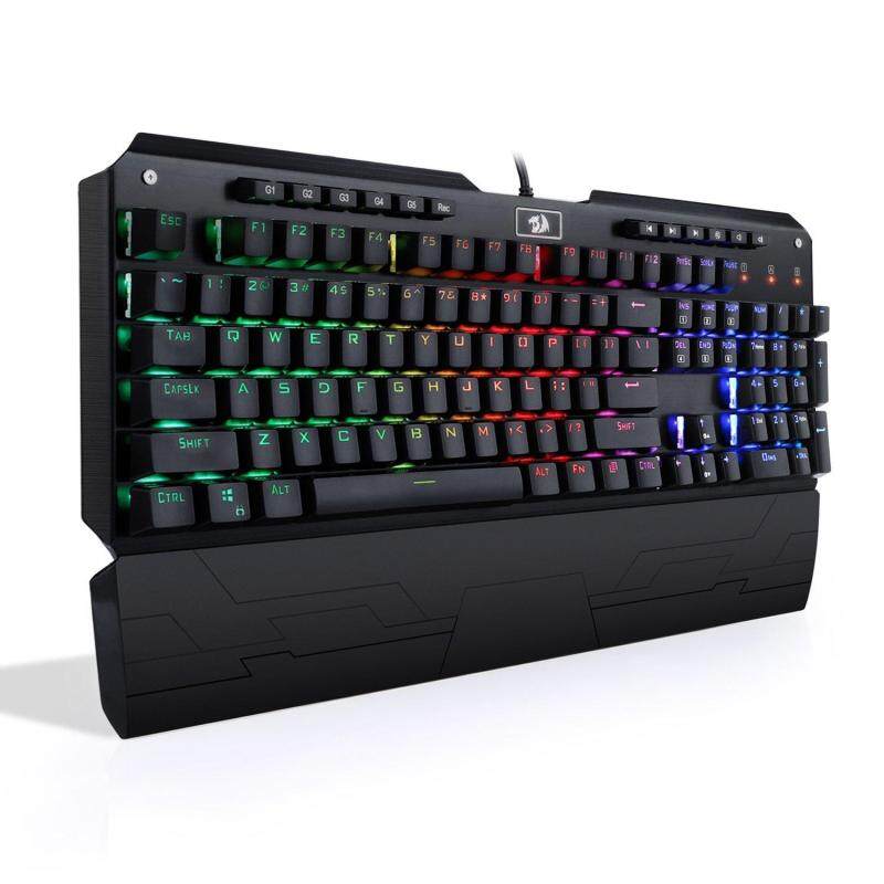 Mechanical Keyboard K555 INDRAH Redragon Gaming Keyboard 104 Key RGB LED illuminated Keyboard Backlit Computer PC Gaming Keyboard with Macro Keys, Wrist Rest and Blue Switches Equivalent - intl Singapore