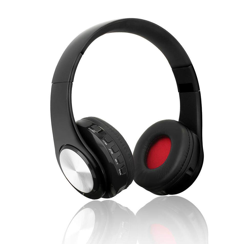 qooyonq Bluetooth Headset, Foldable Over-ear Wireless Wired Stereo Headphone Support TF Card Noise Cancelling Built-in Microphone Hands-free Phone Calling Sports PC Gaming Earphone - intl