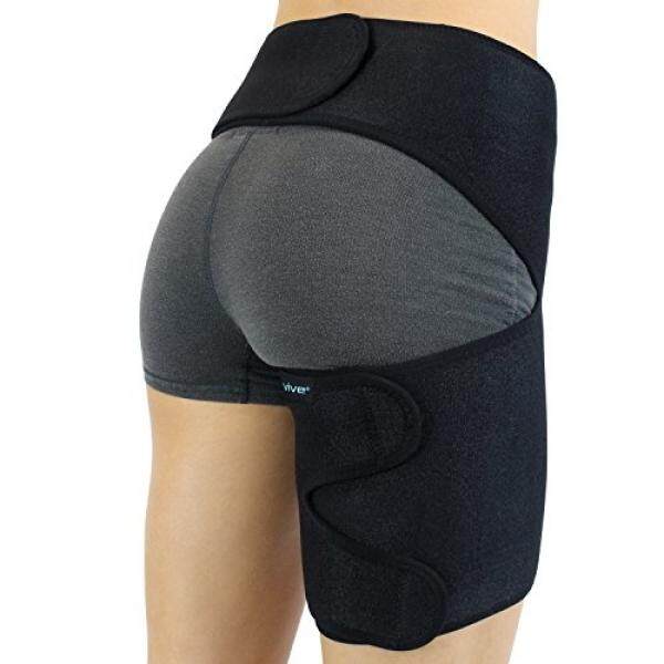 Groin Pembungkus Oleh Vive-Groin Strain Sakit Dukungan untuk Cedera Pinggul & Sciatica-Kompresi Pemulihan Bungkus Paha untuk nyeri Saraf Skiatik-Neoprene Hernia, ditarik Pangkal Paha, Quad Hamstring Penjepit untuk Pria & Wanita-Internasional