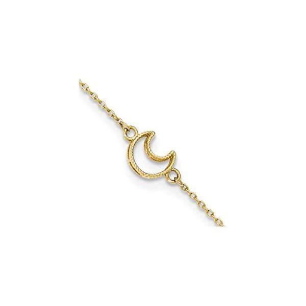 Roy Mawar Perhiasan 14 K Kuning Gold Bertekstur dan Dipoles Bulan W/1 Ekstensi Gelang Kaki ~ Panjang 10 Inches -Internasional