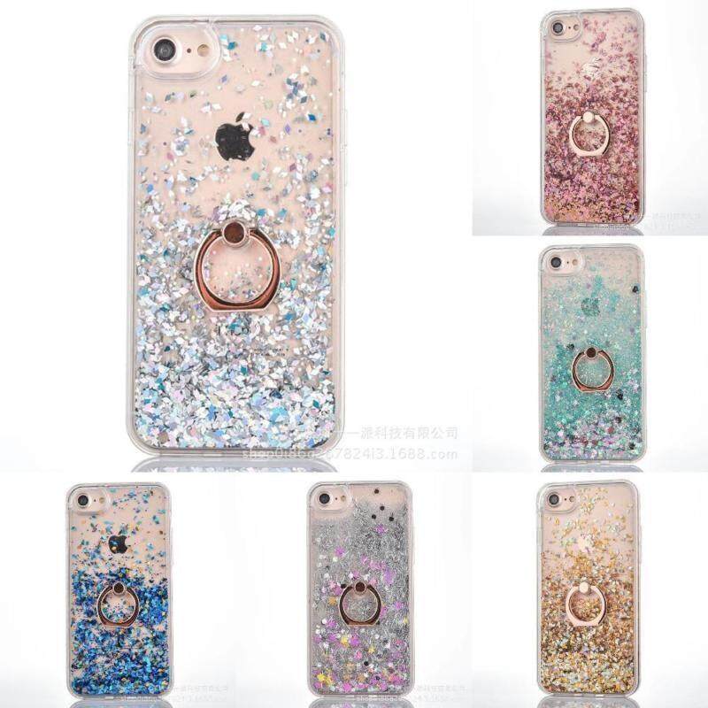 Dihargai Hadiah Baru Populer Cair Diamond Lumpur Casing Ponsel untuk Dinamis Lembut TPU Transparan Sisi + Gesper Kembali-Biru- iPhone 7 Plus-Intl