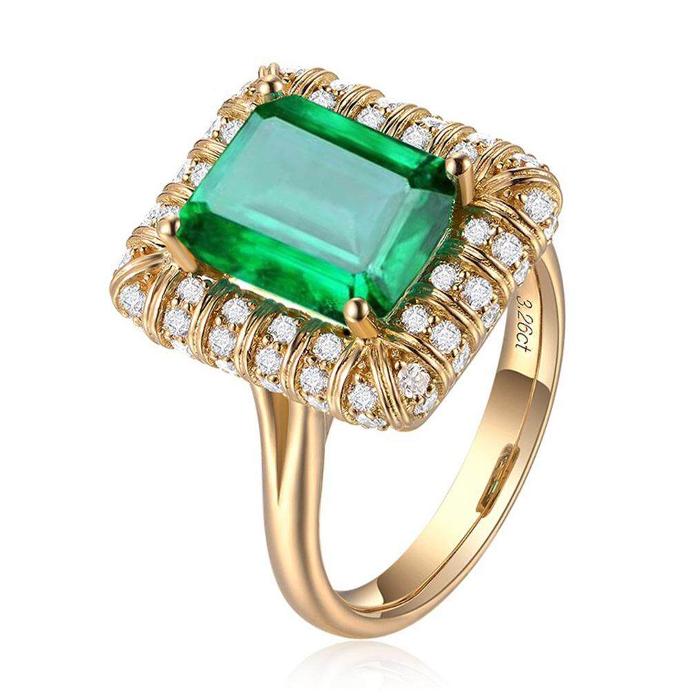 Wanita Elegan Berlian Buatan Persegi Solitaire Janji Cincin Perhiasan Pernikahan Wanita Ukuran 6-10 A.s. 10-Internasional