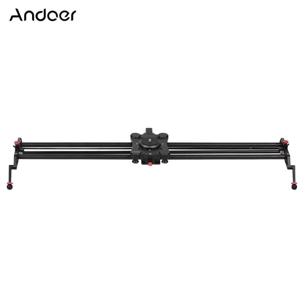 Andoer GP-120QD 120 Cm/3.9ft Serat Karbon Kamera Bermotor Penggeser Trek Kerek Video Rel Dukungan Selang Waktu Video Ikuti Fokus Auto loop dengan Controller 3000 MAh Tas Pengisi Daya Max. beban 5Kg untuk Canon Nikon DSLR Ildc Camcorder-Intl