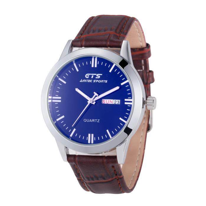 Luxury Men's Date&Week Business Leather Stainless Steel Quartz Wrist Watch - intl