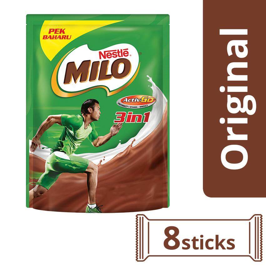 NESTLE MILO 3in1 Activ-Go Chocolate Malt Powder 8 Sticks, 33g Per Stick
