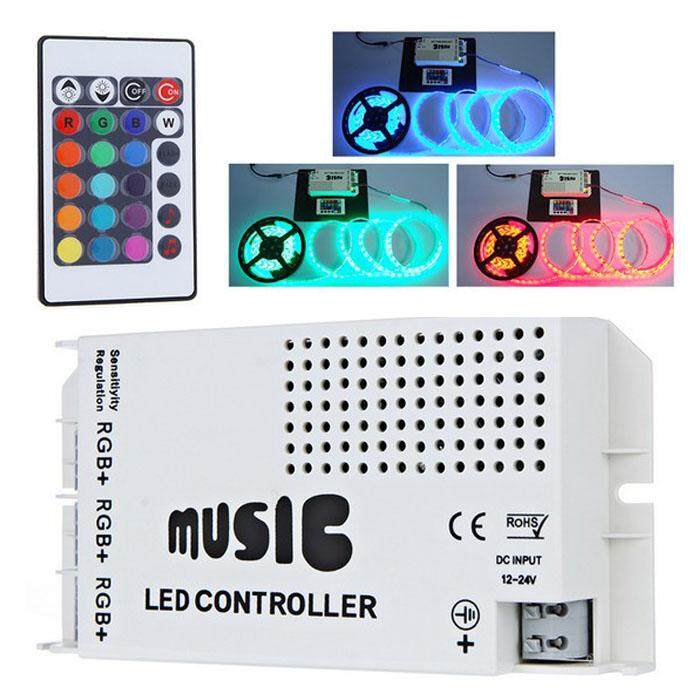 24 Kunci IR Nirkabel RGB LED Strip Ringan Musik Suara Pengendali Dimmer Erpstore-Internasional