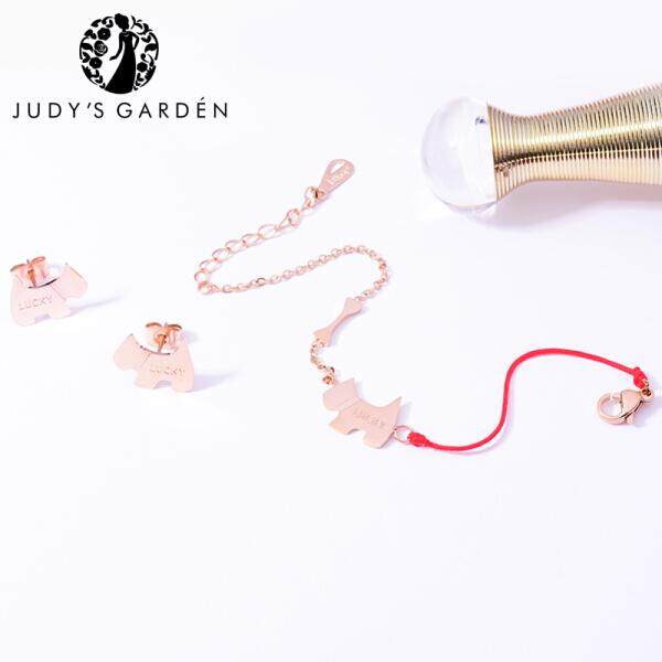 Anak Anjing Anjing Zodiak Merah Tali 18 K Mawar Emas Gelang Gelang Anting-Anting Anting-Anting Anting-Anting Ini Kehidupan Tahun Gelang Wanita Pacar hari Valentine Istri Hadiah Ulang Tahun Anjing Gelang (Gelang + Telinga Kuku Set) -Internasional