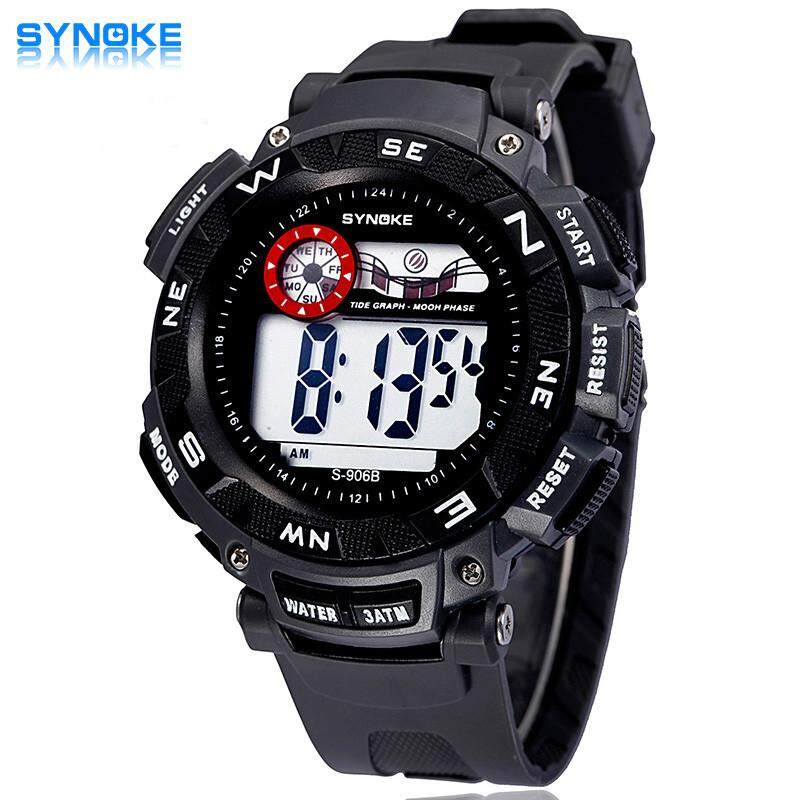 SYNOKE Baru Olahraga LED Digital Kuarsa Jam Tangan Pria Alarm Jam Tangan Olahraga Terkini Biru Bercahaya Tampilan Anti-Air Jam 89068