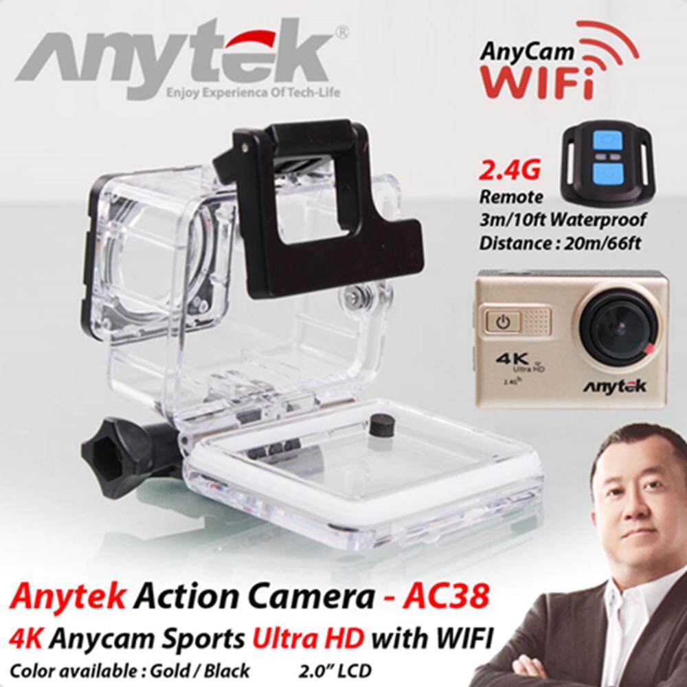 ANYTEK 4K AnyCam CAR DVR AC-38 3-in-1 Ultra HD Action Camera, Camera and DVR Function + 2 Free Gift (Gold)