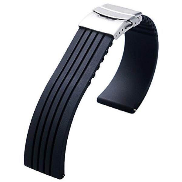 Yisuya 22 Mm Anti-Air Silikon Karet Jam Tangan Tali Tali Deployment Gesper untuk Citizen LG G-Jam Tangan Seiko-Internasional