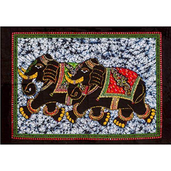 Fable9 Gajah Dinding Tapestry Indian Batik Tradisional Desain Dekorasi Rumah Persegi Panjang Katun Kain Dinding Gantungan, kecil Ukuran 40X30 Inci-Internasional