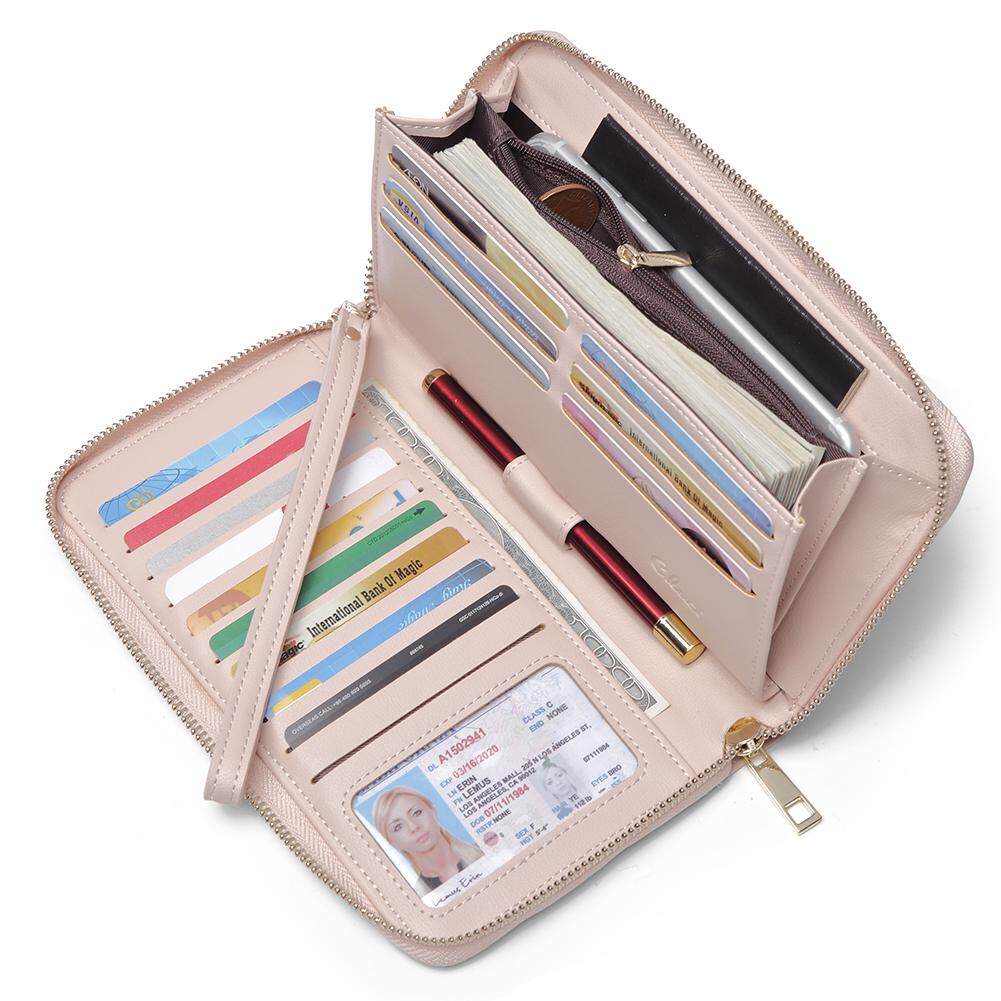 BOSTANTEN Women Wallet Wristlet Leather Ladies Long Bifold Clutch Checkbook Credit Card Holder Organizer Purse