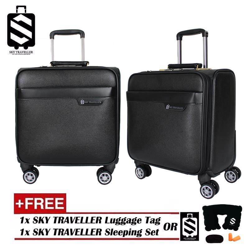 SKY TRAVELLER SKY299 Vintage Leather Elegant Trolley Case Business Bag Travel Luggage Bag 16Inch - Fulfilled By GTE SHOP