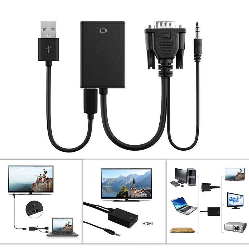 Rumah Besar VGA Male Ke Output HDMI 1080 P HD Audio TV Bulldog Fresno State Kabel Video Converter Adaptor
