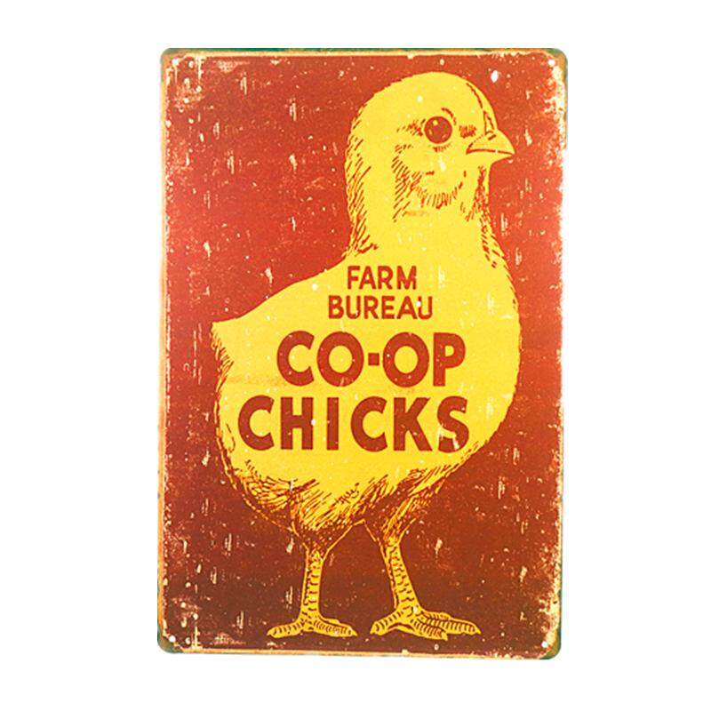 Farm Bureau Chick Co Op Chicken Vintage Retro Replica Wall Decor Tin Metal Sign
