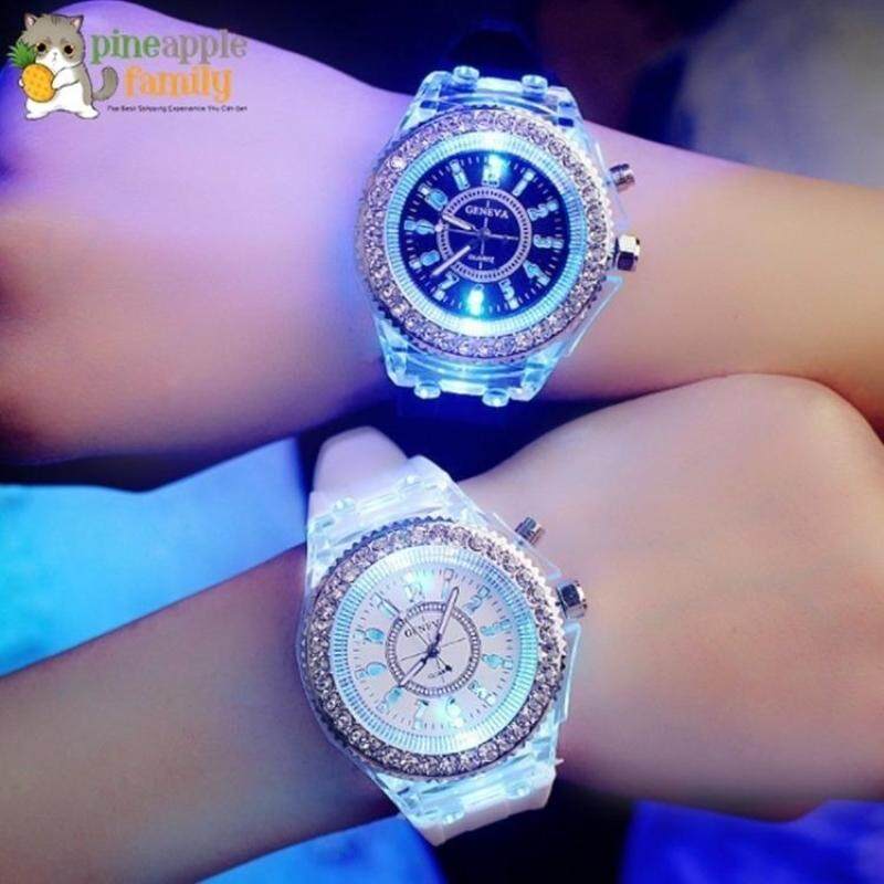 2Pcs/set Geneva Fashion Couple Lovers LED Light Numberal Watch Casual Shiny Diamond Luminous Unisex Watch Malaysia