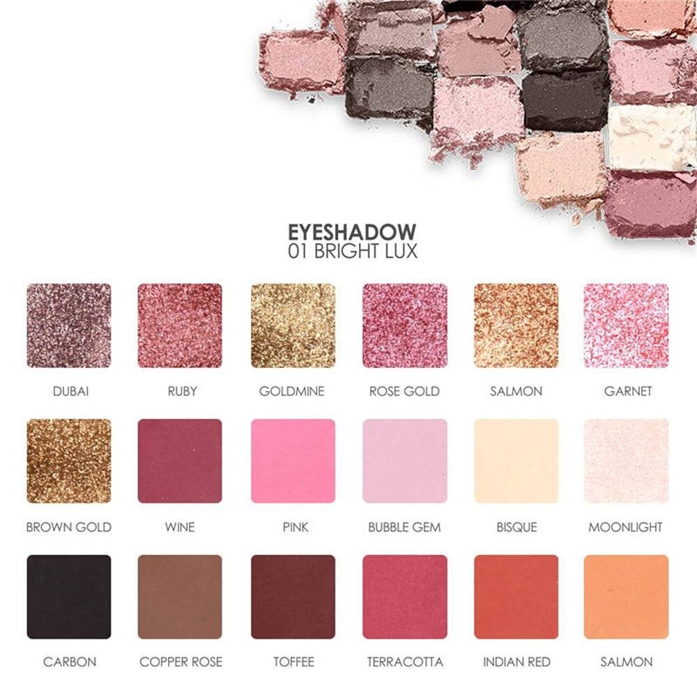 Ulamore Seksi Penjualan Modis Focallure 18 Warna Warna Pearlized Eyeshadow Bubuk Mata Shadow Palet Set-Internasional