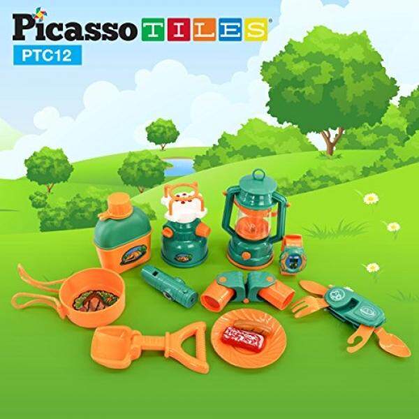 Picassotiles¨ PTC12 12 Piece Kemah Perlengkapan Tools Adventure Set Termasuk Teropong, Jam Tangan, Termometer, Kompas & Whistle, kompor, Mainan Minyak Lampu, Kompor Gas Mainan, dan Kamp Lainnya Alat-Internasional