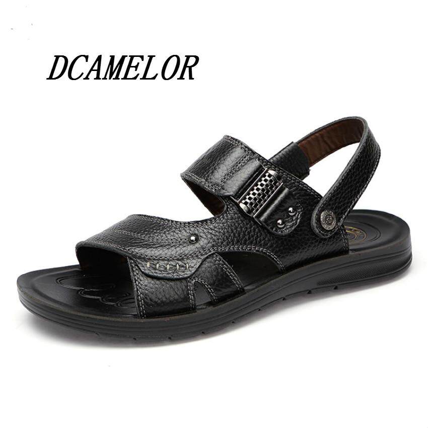 Jual Kualitas Tinggi Baru Pria Sepatu Pantai Plus Sandal Kulit Sepatu Ukuran Besar Kulit Asli Pria Sandal Sepatu-Intl