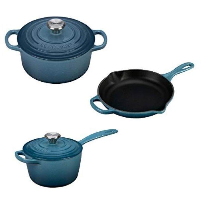 Le Creuset 5 Piece Enameled Cast-Iron Condo Cookware Set - Marine - intl Singapore