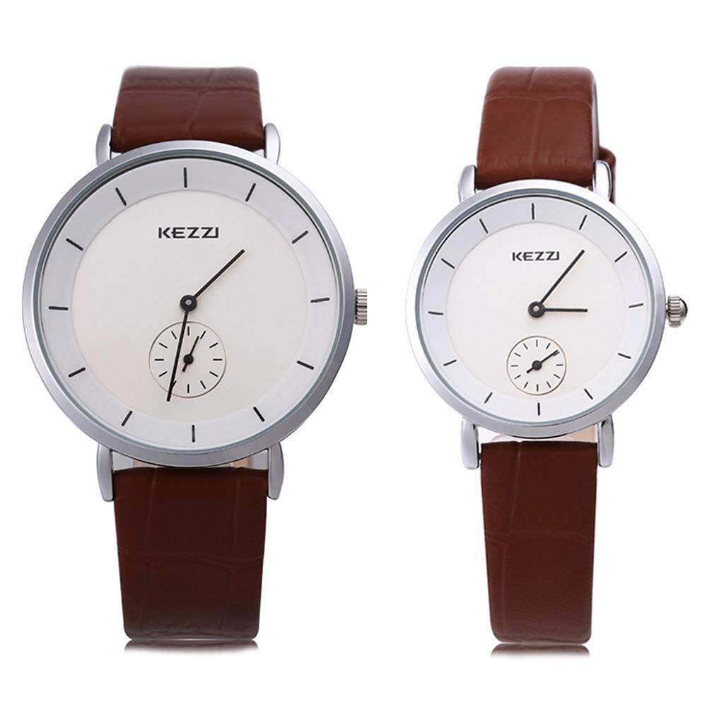 KEZZI KW - 1080 Couple Quartz Watch Round Dial with Small Second Dial Wristwatch - intl