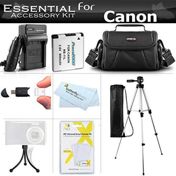 Perlengkapan Aksesoris Esensial untuk Canon PowerShot SX400 Adalah, SX410 Adalah, SX420 Kamera Digital Termasuk Penggantian (900 MAh) NB-11L + AC/DC Pengisi Daya + Kasus + 50