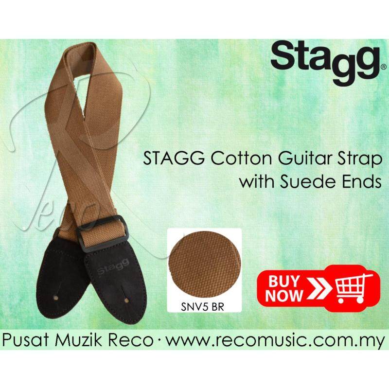 Stagg SNV5-BR Cotton Woven Adjustable Guitar Strap with Suede Ends Brown Malaysia