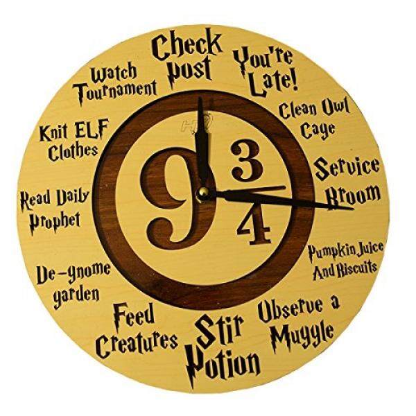 HT Platform 9 ¾harry Potter Jam Dinding dengan Kayu Buatan Tangan Arloji untuk HP Fan & Penggemar-Magicaldecorative Potongan untuk rumah Anda, tidur, Kantor-Perfectunisex Hadiah untuk Anak-anak, Remaja dan Orang Dewasa-Intl