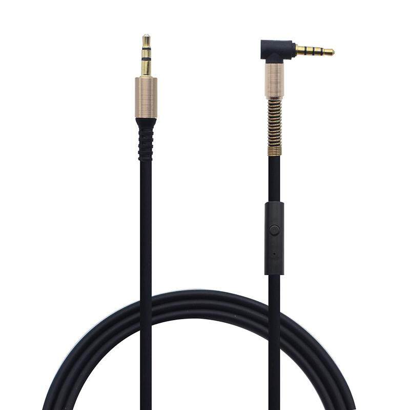 1 M AUX Laki-laki untuk Laki-laki Emas Berlapis Kabel Kabel Audio dengan Mikrofon 3.5 Mm L-90 bentuk Musim Semi Lindungi Telepon Mobil Pembicara-Internasional